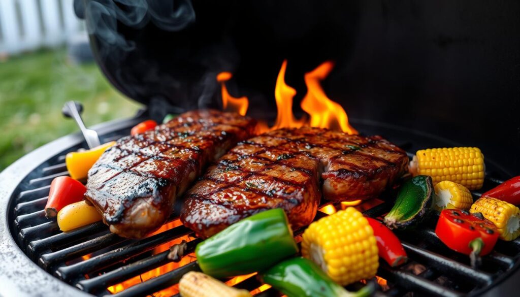 Grilling marinated steak