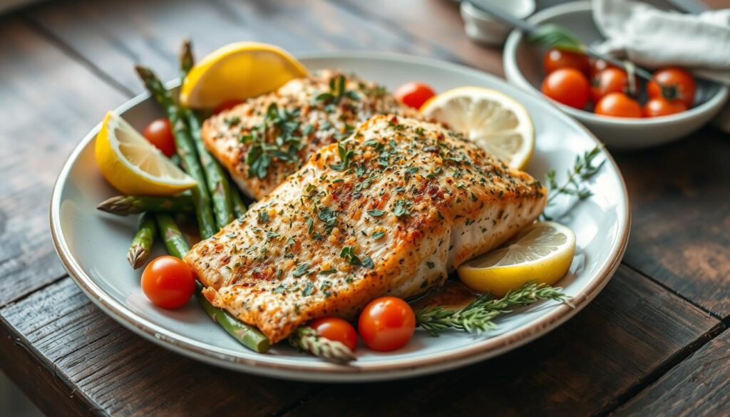 Herb-crusted salmon