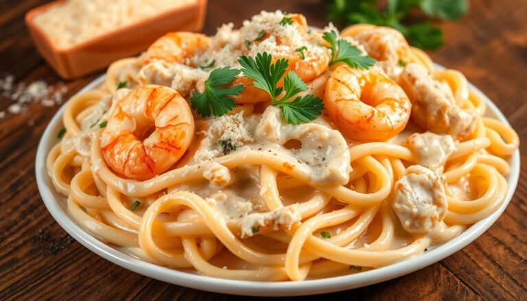 alfredo pasta with chicken and shrimp