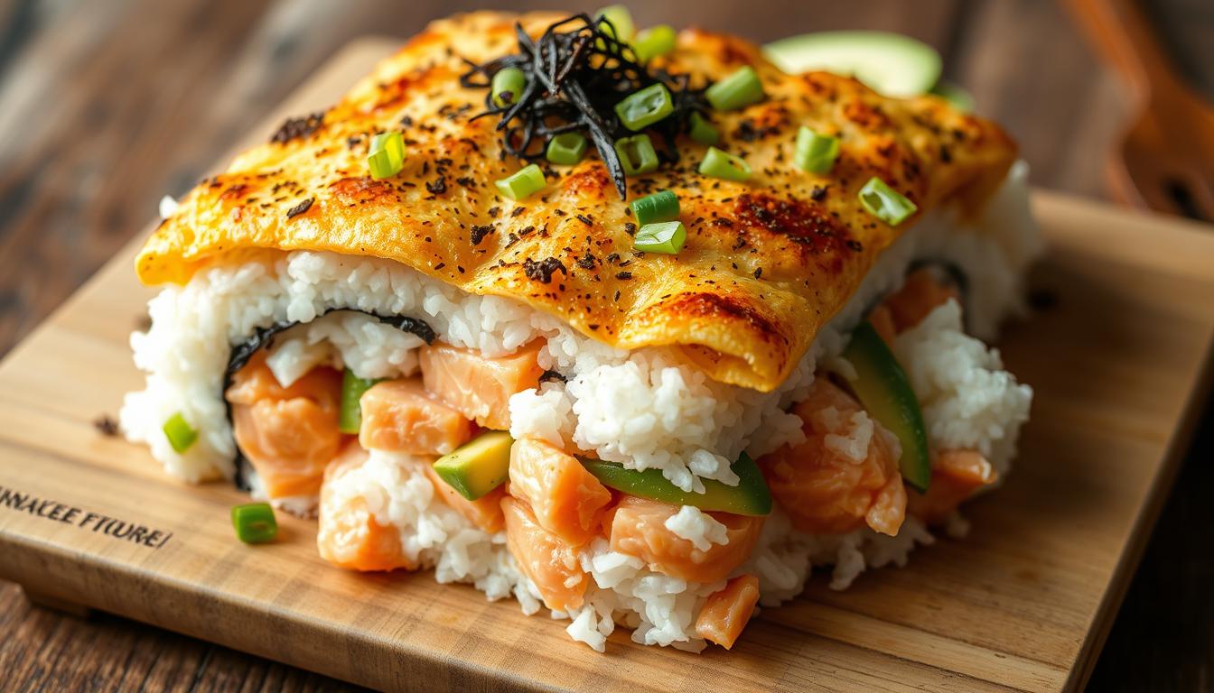 salmon sushi bake