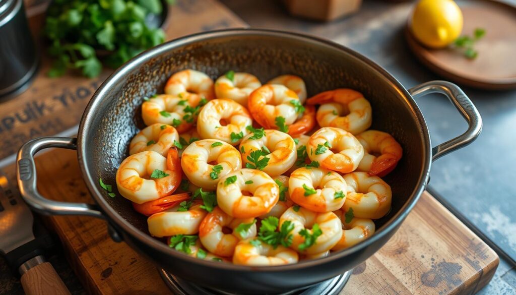 sautéing shrimp