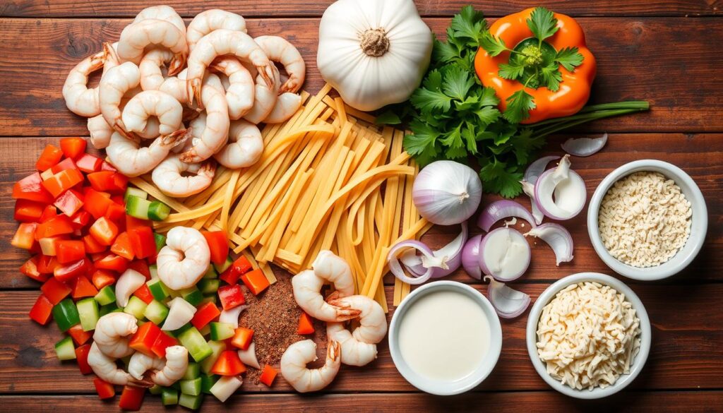 Cajun shrimp pasta ingredients