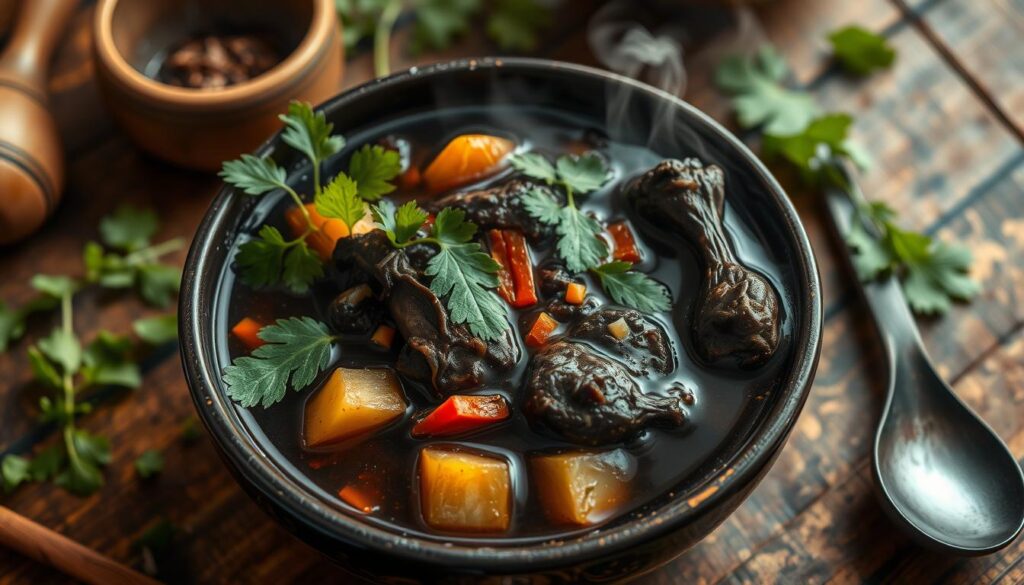 black chicken soup